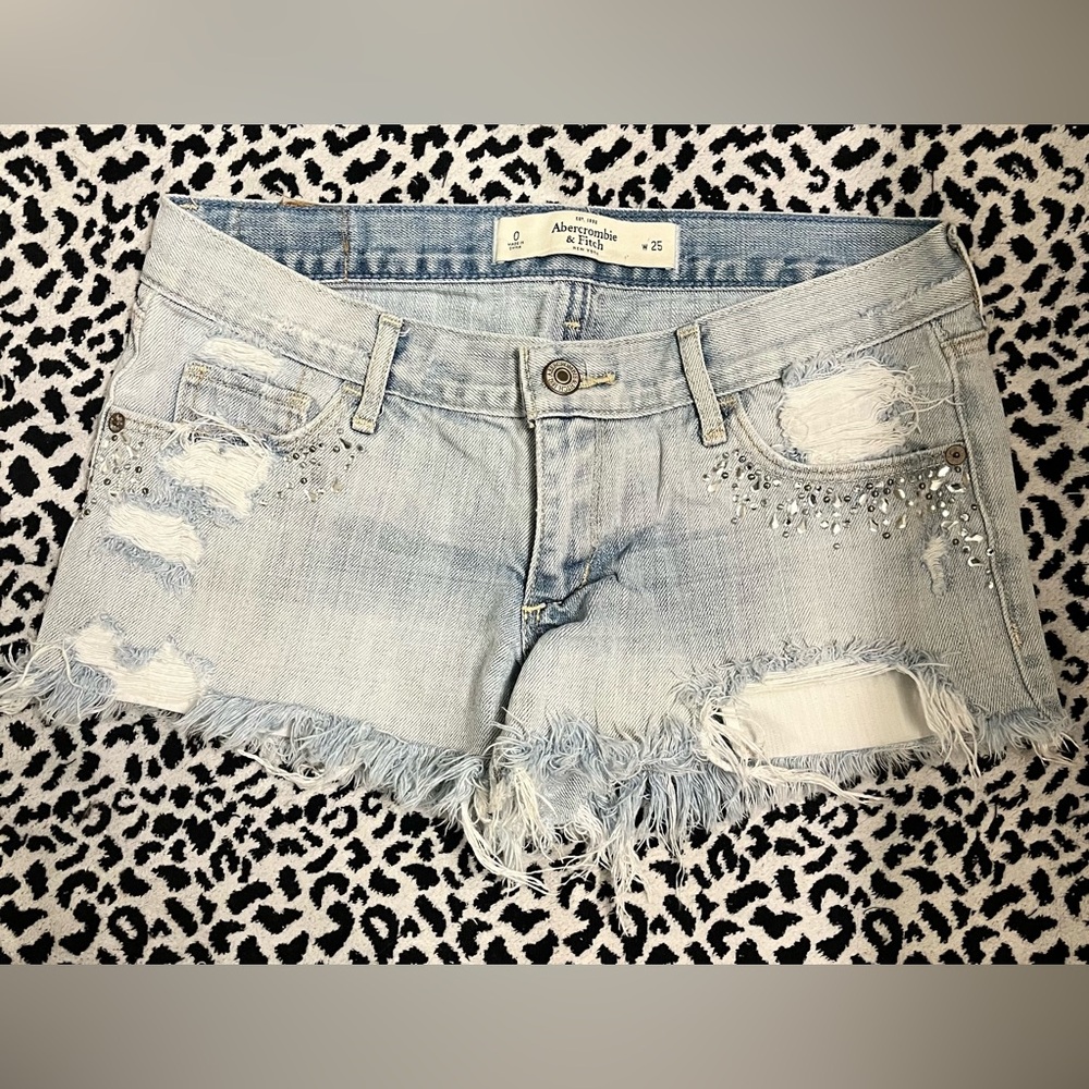 A&F distressed shorts with rhinestone detail
